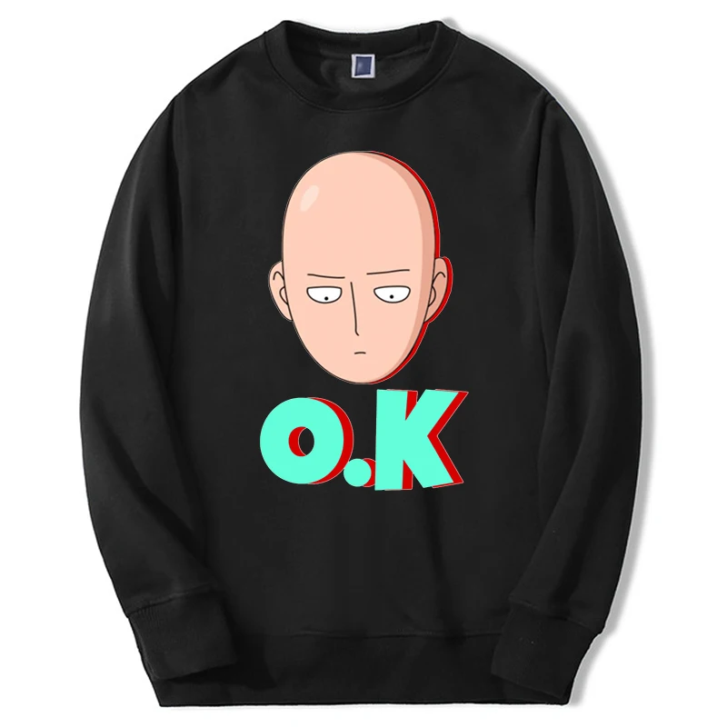 

Winter Mens Fleece Japan Anime One Punch Man Saitama OK Sweatshirts Hoodies Harajuku Warm Pullovers Unisex Breathable Clothes