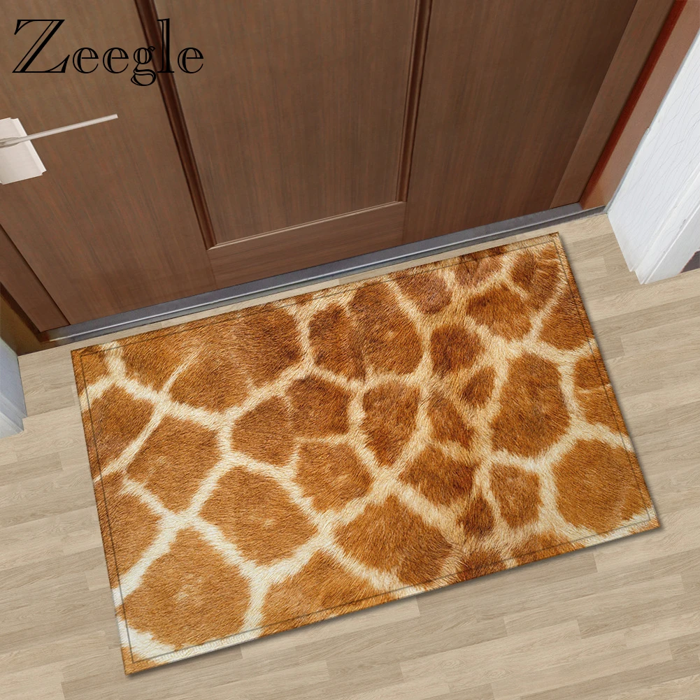 Zeegle Animal Printed Mat Welcome Entrance Mat Bedside Carpet Living Room Home Rug Decoration Anti-slip Floor Doormat Bath Mat