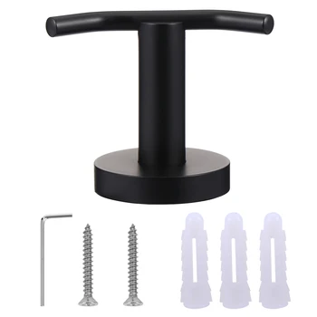 

1 Pc Coat Hook Black Sturdy Matte High Quality Prime Stainless Steel Durable Coat Hook Hanger For Toilet Bathroom