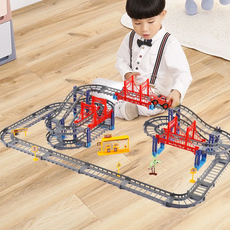 

Magical Racing Track Building Block Play Set Educational DIY Bend Flexible Race Track Electronic Flash Light Car Toys For Child