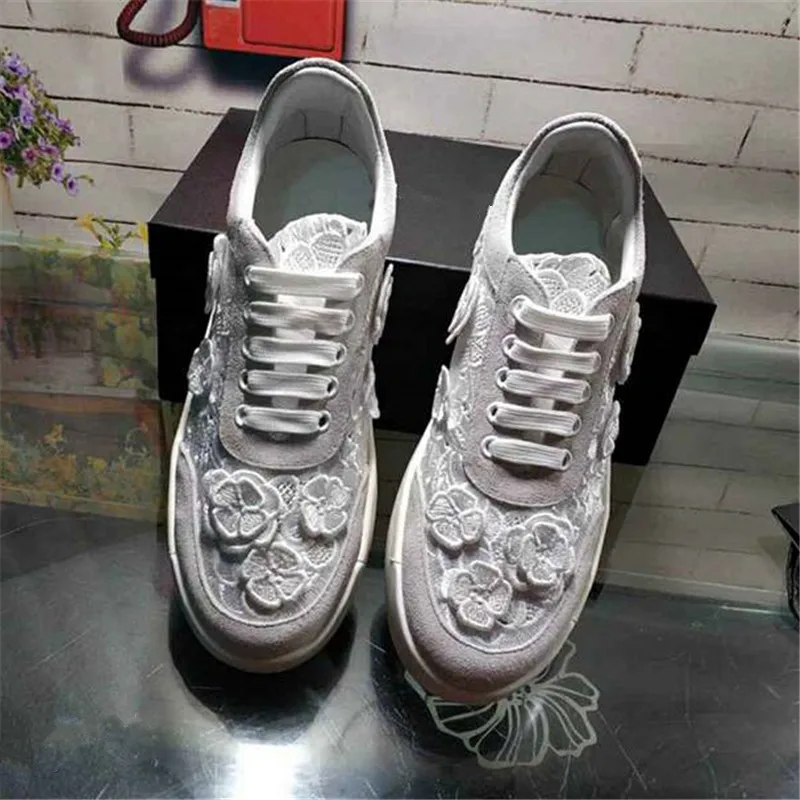 Обувь, женские эспадрильи Туфли без каблуков кроссовки аппликации scarpe donna кроссовки на шнуровке женский Обувь на среднем каблуке; Zapatos De Mujer; круглый носок - Цвет: AS SHOW