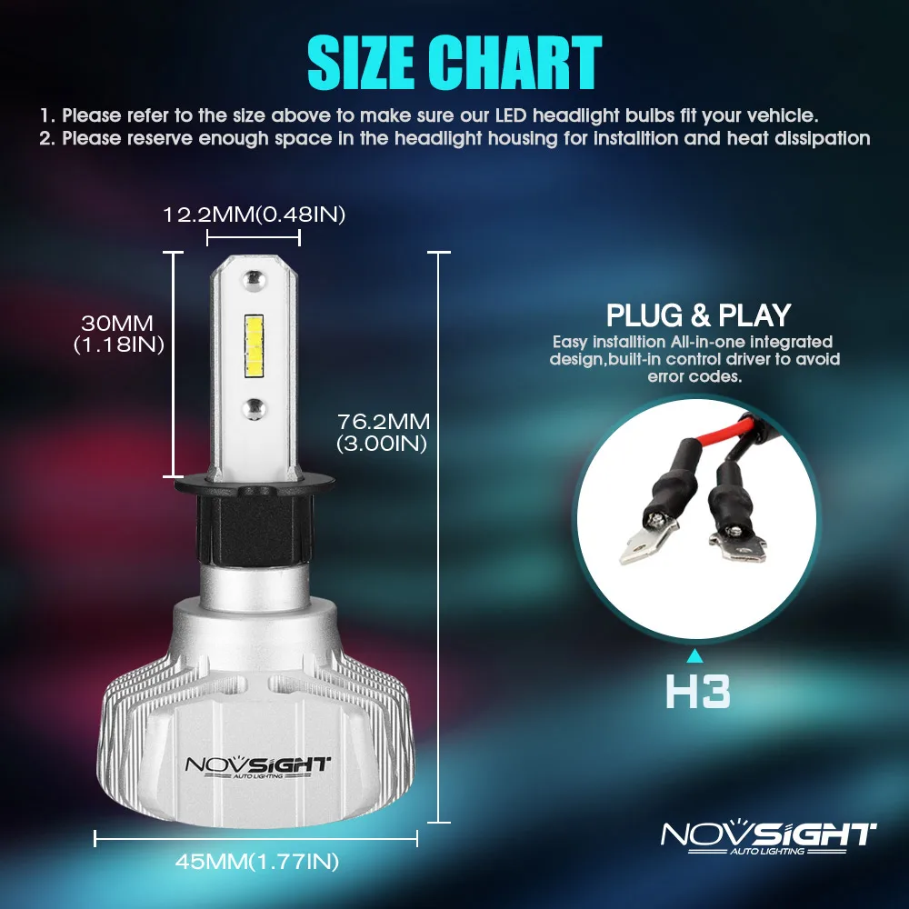 Novsight фар автомобиля светодиодный H7 H4 H11 светодиодный светодиодные лампы для автомобильных фар лампы 6500K H4 H1 H8 H9 9005 9006 HB3 HB4 H7 светодиодный лампы 12V 24V