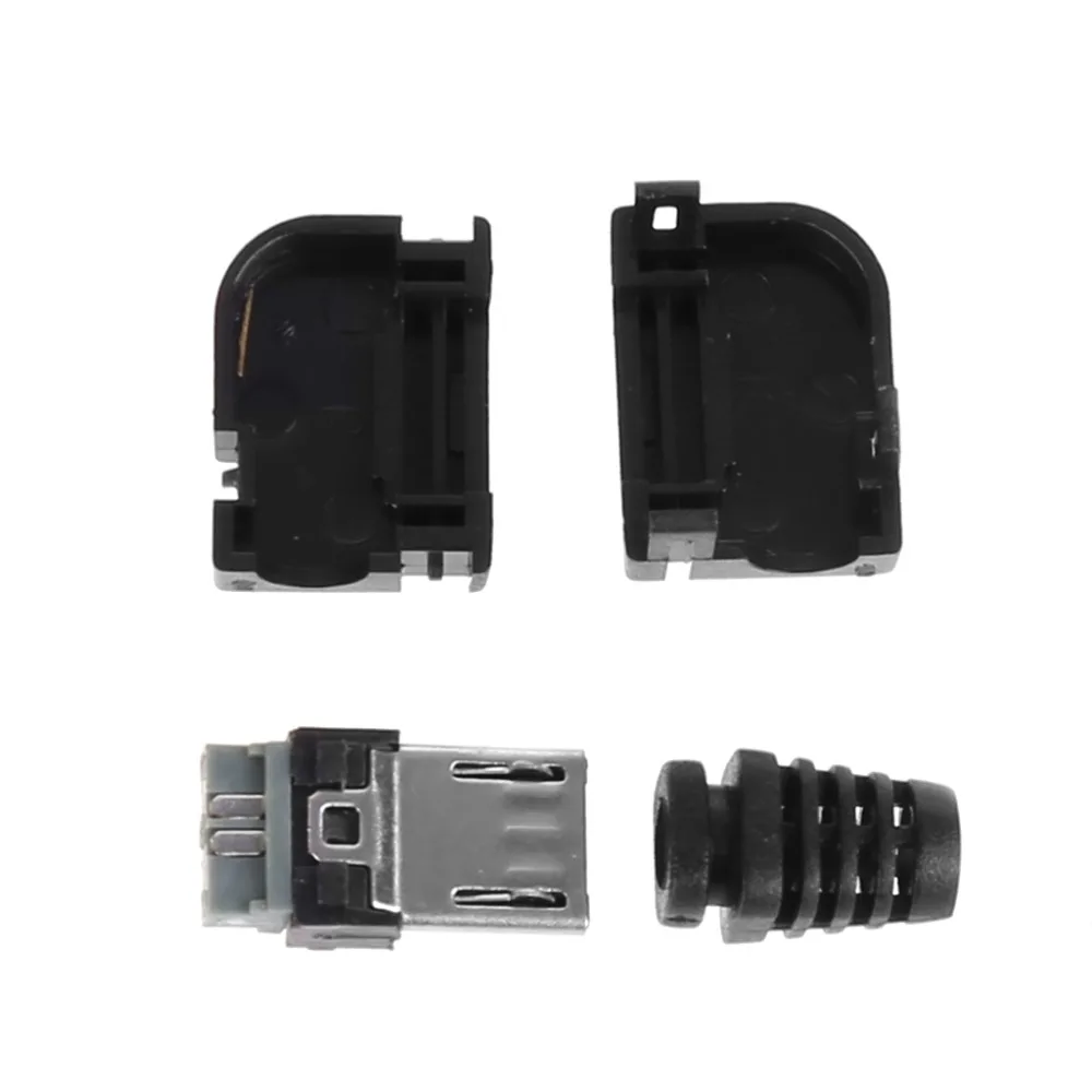 10 Sets5 штырьковый угловой разъем Micro USB штекер комплект с черной крышкой припоя Jack