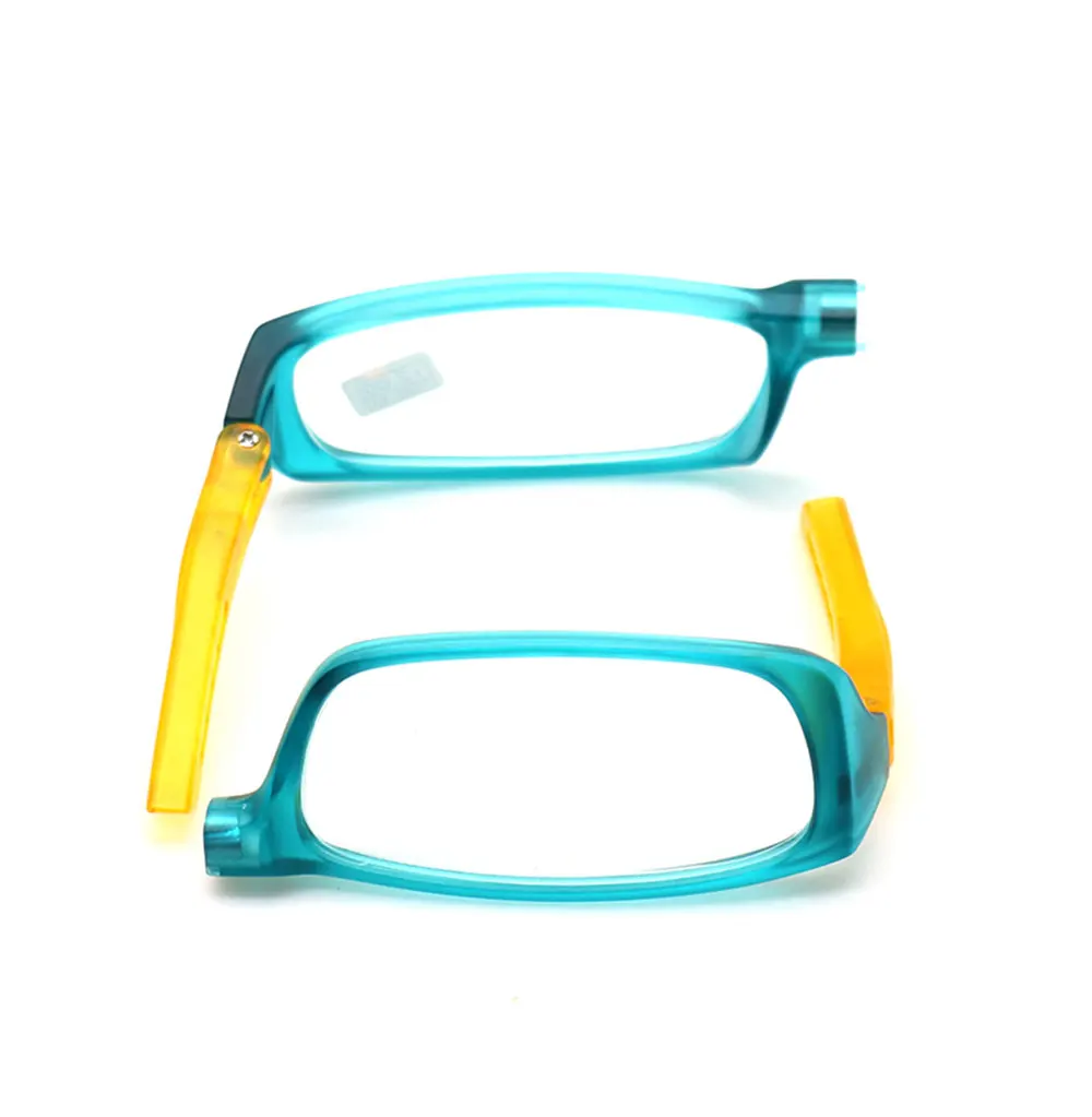 Складные красочные модернизированные Магнитные очки для чтения, для мужчин и женщин, регулируемые висящие на шее Магнитные Передние очки для дальнозоркости, унисекс - Цвет оправы: Светло-голубой
