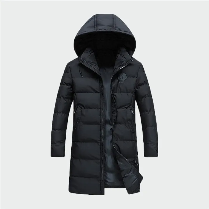 Новинка, зимняя модная куртка, мужские пальто, толстое теплое толстое водонепроницаемое длинное пальто, Мужская ветрозащитная верхняя одежда с капюшоном, 4XL BY220 - Цвет: Черный
