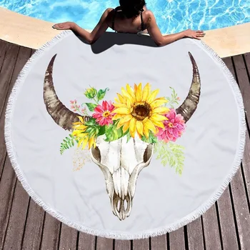 

Round beach towel 3D bath towel microfiber towel elephant beach towel Niutou sunflower Adult Colorful Quicksand Pattern