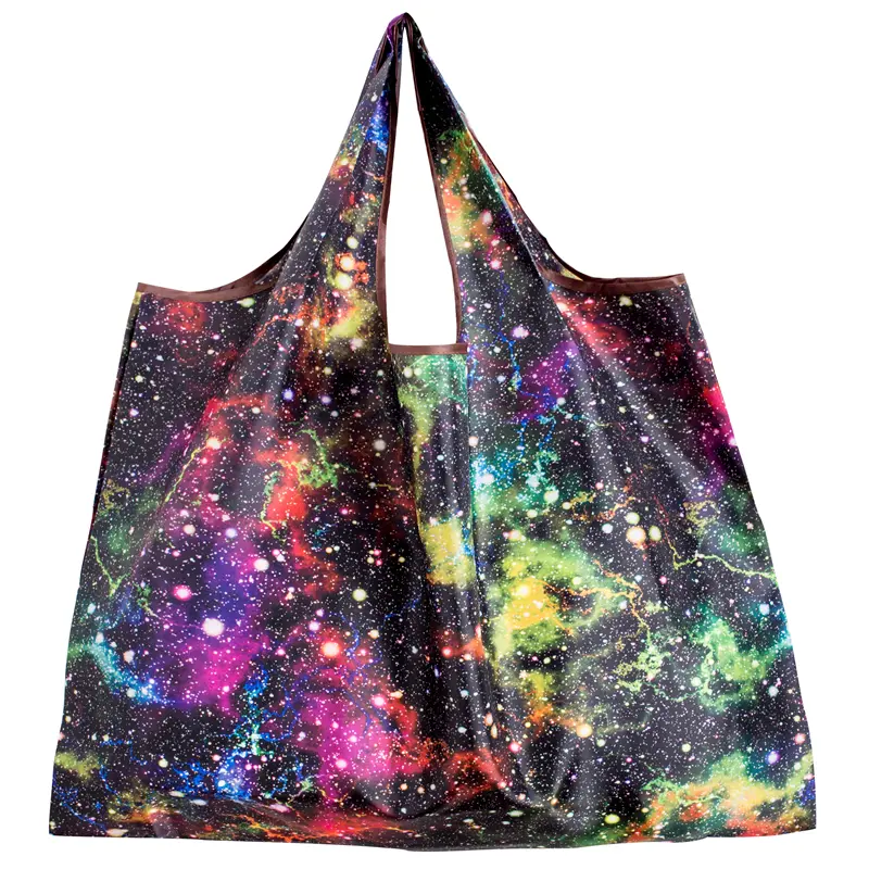 BIG Eco-Friendly Folding Shopping Bag Reusable Portable Shoulder Handbag for Travel Grocery Fashion Pocket Tote - Image 2