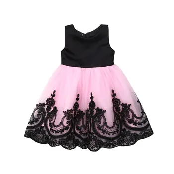 

1-6T Toddler Baby Kid Girls Princess Dress Black Bow Lace Tulle Tutu Party Wedding Birthday Dresses For Girls Costumes