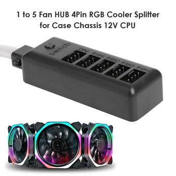 

1 to 5 Multi Way Fan HUB 4Pin RGB Cooler Splitter Adapter for Desktop PC Computer Case Chassis 12V CPU