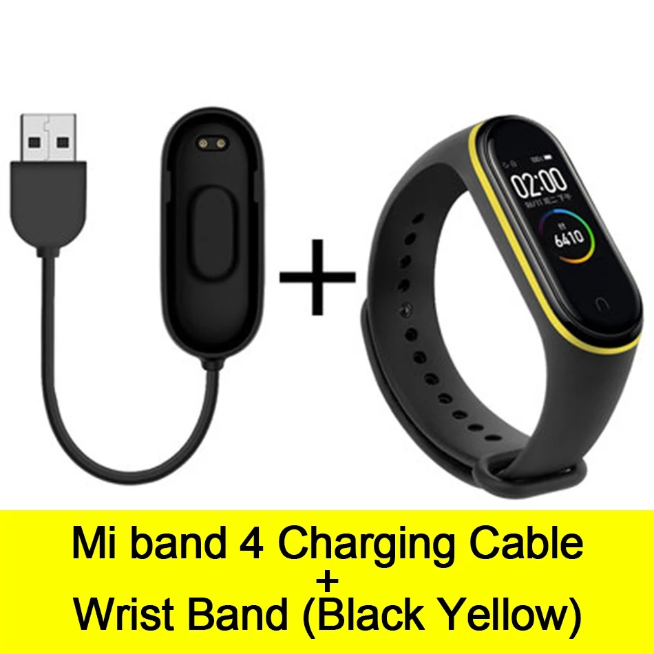 Usb-кабель для зарядки mi Band 4, шнур для зарядного устройства, Сменный Адаптер для Xiao mi Band 4, NFC, линия для зарядки+ браслеты - Цвет: Cable-Black Yellow