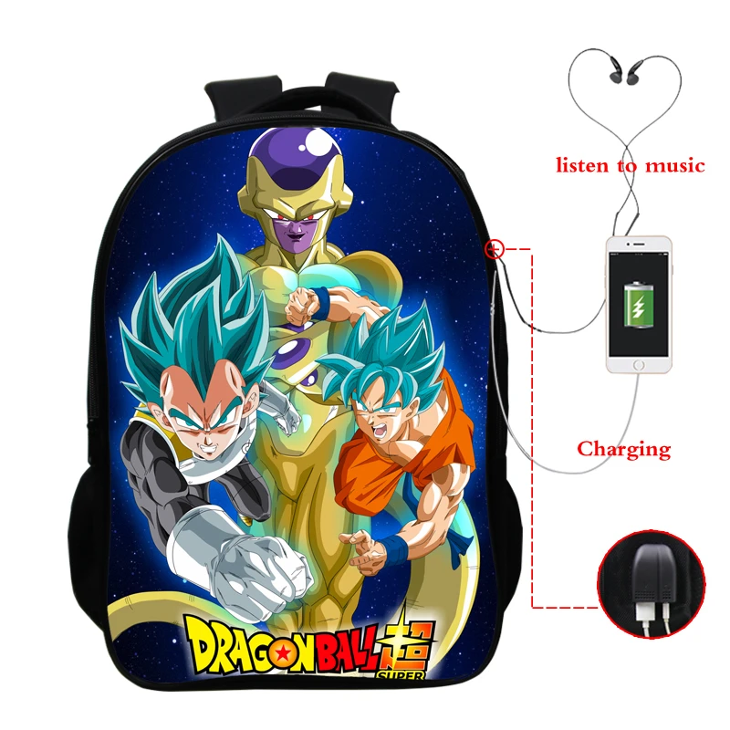 Школьные сумки аниме Mochila Dragon Ball рюкзак Многофункциональный USB зарядка Разъем для наушников Супер Саян Гоку Вегета рюкзак для путешествий - Цвет: B18