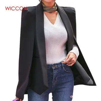 

Women Fashion Blazers 2020 New Spring Stitching Long Slim Shawl Cloak Suit Female OL Style Office Lady Long Sleeve