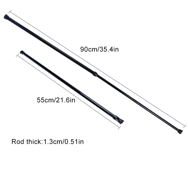 Shower Curtain Rods Quality Steel Multifunctional Adjustable Bathroom Voile Extendable Tension Telescopic Pole Rod Bedroom - Цвет: Black 55-90