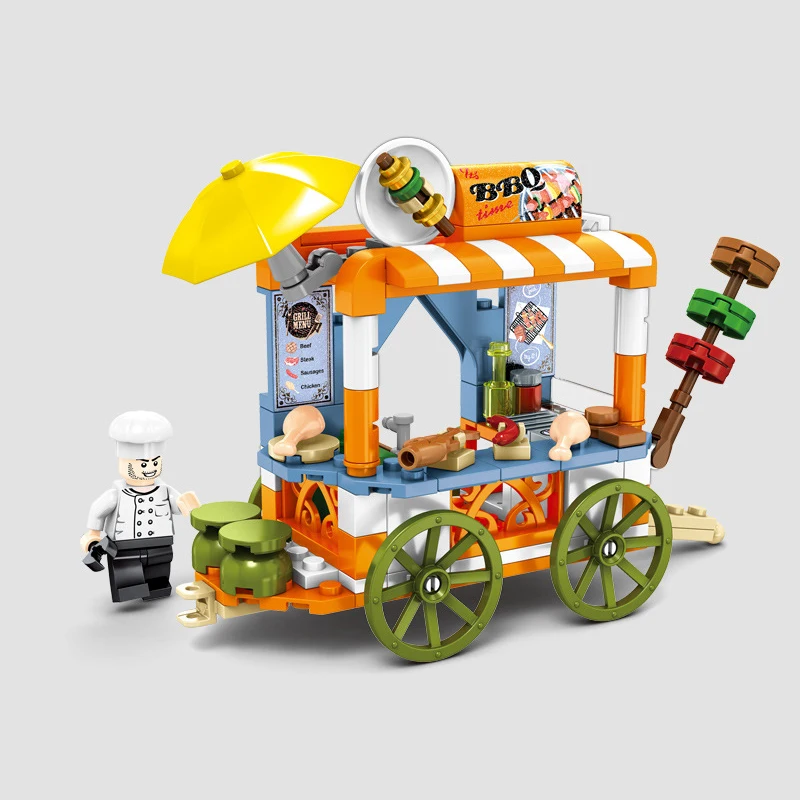 City Street View Compatible Friends Creator Ice Cream Truck Food Store Buildings Blocks Educational Toys For Children