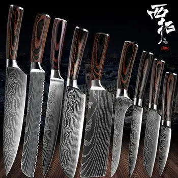 

Chef Bread Eviscerate Sliced Fruit Chinese Japanese Kitchen Knife Sharp Utility santoku Complete Damascus Pattern Cooking
