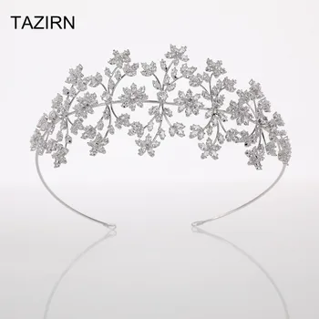 

Sweet Zircon Crystal Flowers Princess Crown For Girls Cubic Zirconia Headpiece Bridal Tiaras Wedding Party Prom Hair Accessories