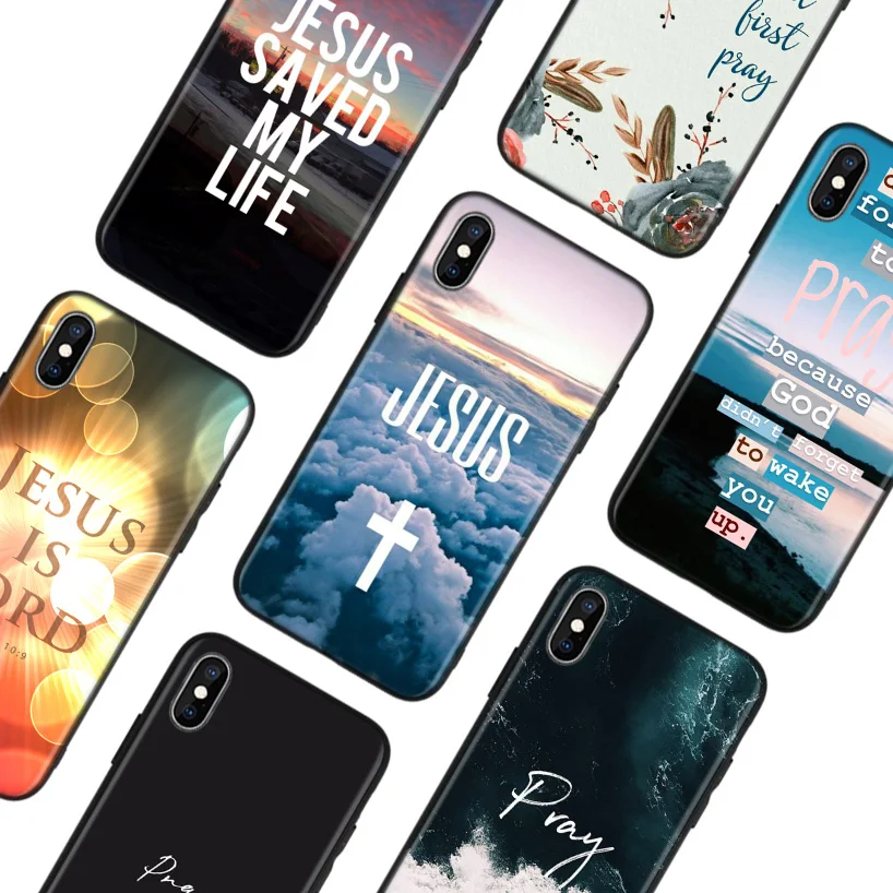 Черный чехол с божьей молитва НАД ИИСУСОМ для iPhone 11 Pro XS MAX XR 7 8 6 6S Plus X 10 Ten 5 5S SE, задняя крышка для телефона