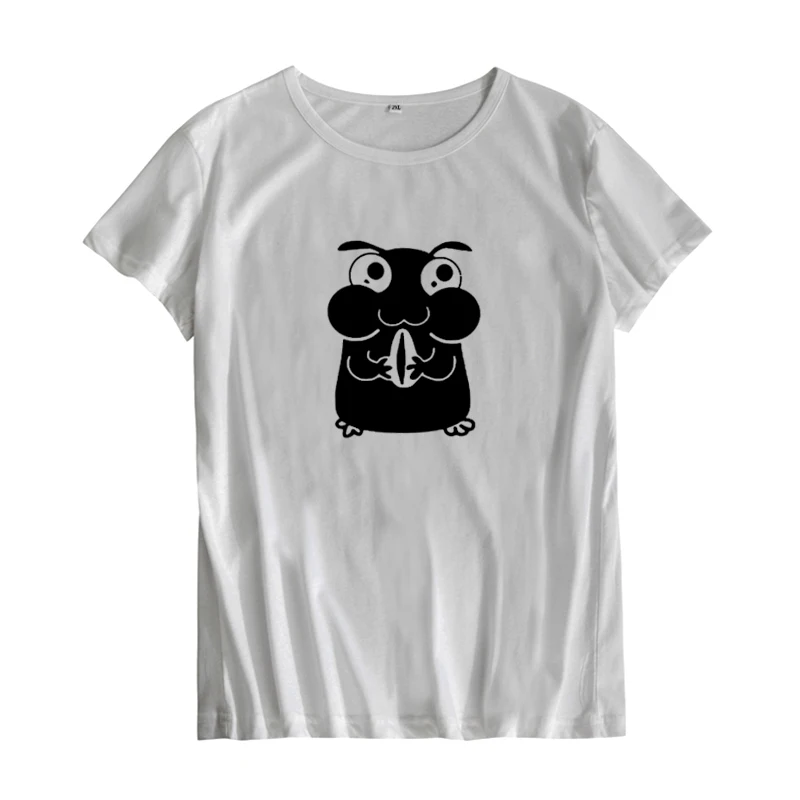 

Funny Cute Hamster TShirt Cartoon Animal Graphic Tees Women T Shirt Black White Harajuku Printed Tee Shirt Femme
