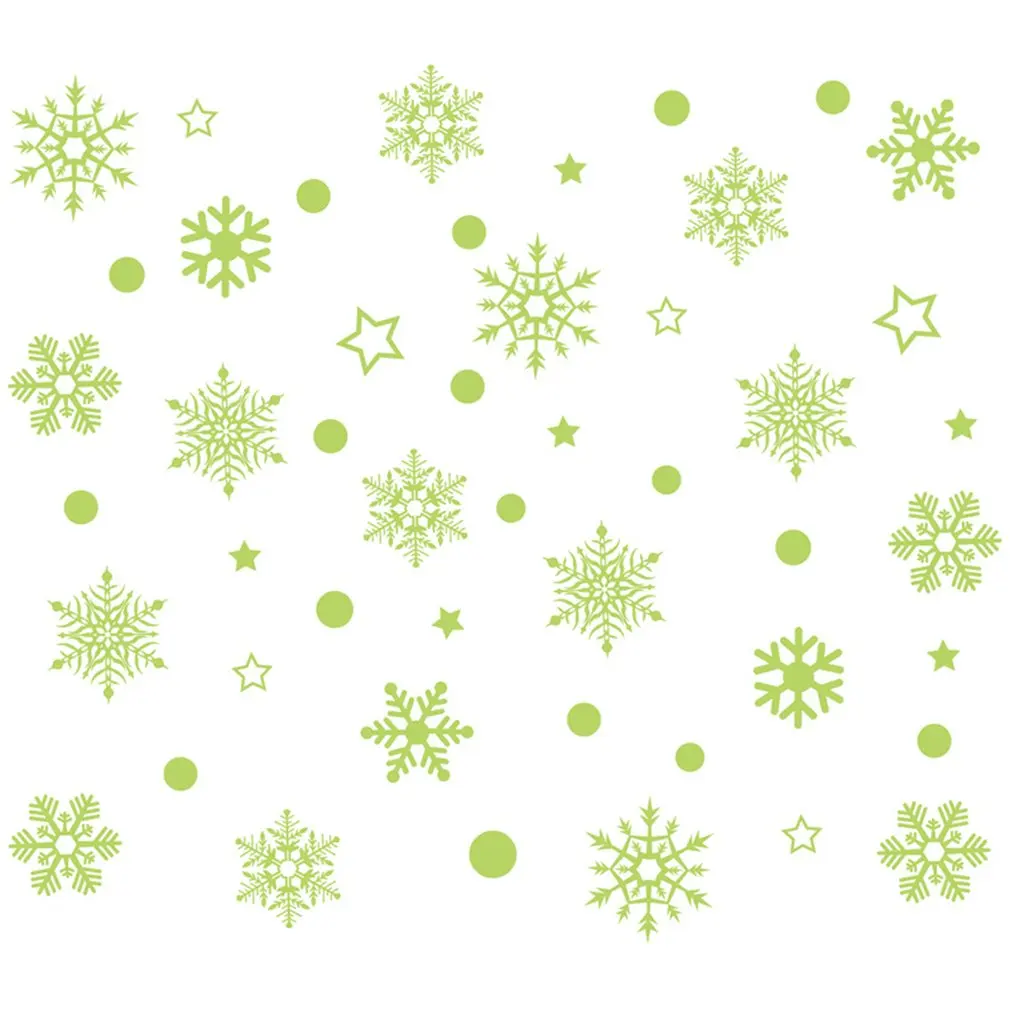 Unique Luminous Snowflake Pattern Wall Sticker Removable PVC Home Living Room Window Glass Refrigerator Wall Decals