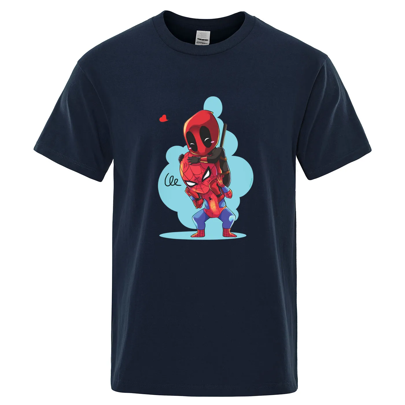 Deadpool and Spiderman Male T Shirt Funny Cotton T-Shirt Summer short sleeve Men's tops Print Men clothing Hip Hop Tee Shirt