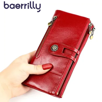 

Women Rfid Blocking Wallet Fashion Ladies Wallet With Cell Phone Pocket Genuine Leather Female Long Clutch Bags Coin Purse Girl