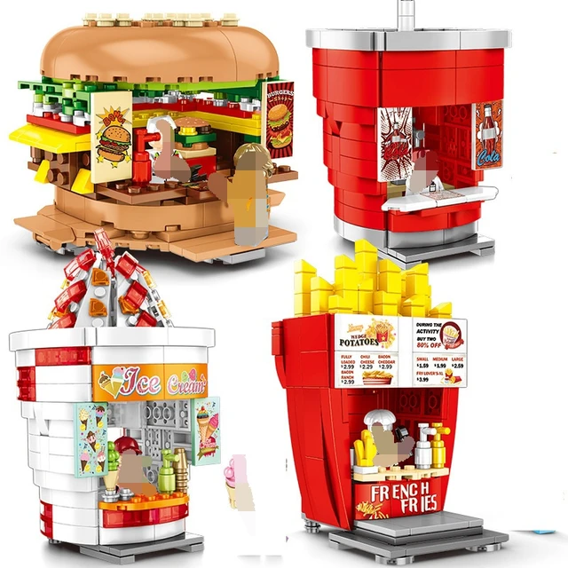  US $10.79  SEMBO Blocks Mini Street Shop Building Bricks Cute Micro Store chips Model hamburger Educational Ki