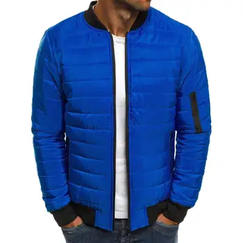 

Fashion Men Stand Collar Long Sleeve Cotton Padded Coat Slim Zipper Jacket Bomber Jacket male sportswear winter jacket 2019