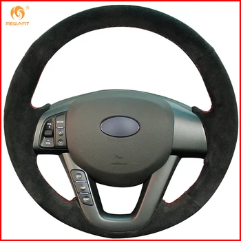 

MEWANT Black Suede Car Steering Wheel Cover for Kia K5 2011 2012 2013 Kia Optima Interior Accessories Parts