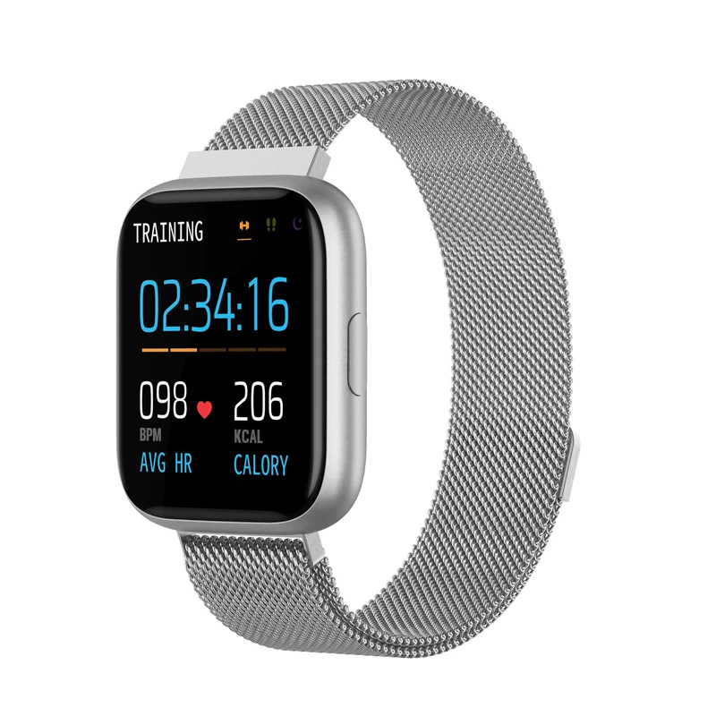Milanese Silver Женские Смарт-часы IP67, водонепроницаемые, для сна, монитор артериального давления, Bluetooth, умные часы для девочек, часы с напоминанием для Android IOS PK P80 - Цвет: Milanese Silver