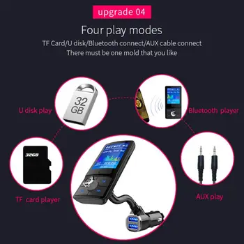 

Car MP3 Wireless Bluetooth Handsfree Audio AUX with QC3.0 Dual USB Charge E7CA