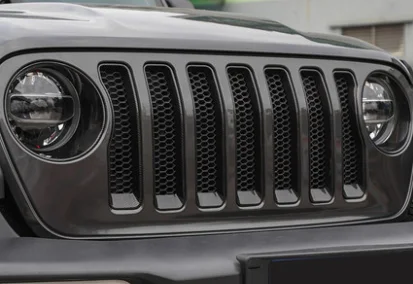 Накладка на переднюю решетку для Jeep Wrangler JL, кольцо для стайлинга, внешние аксессуары, наклейки ABS 9 шт - Цвет: Carbon fiber look