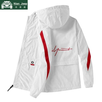 

New Summer Casual Hooded Jacket Men Quick-Drying Sun Protection Thin Breathable Jackets Male Outwear Patchwork Chaquetas Hombre