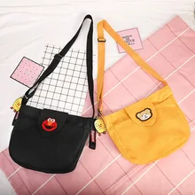 Холщовая Сумка женская новая стильная Студенческая сумка через плечо мультяшная Милая уличная квадратная Слинг Сумка настраиваемая