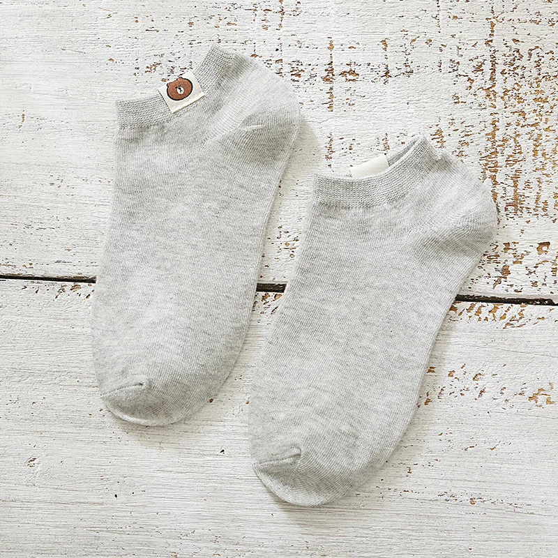 06 Новые женские носки-башмачки с Мопсом, Япония, Calcetines Mujer, весна и осень однотонные, 200 шпильки, с мишками, неглубокие, невидимые, хлопковые - Цвет: 06