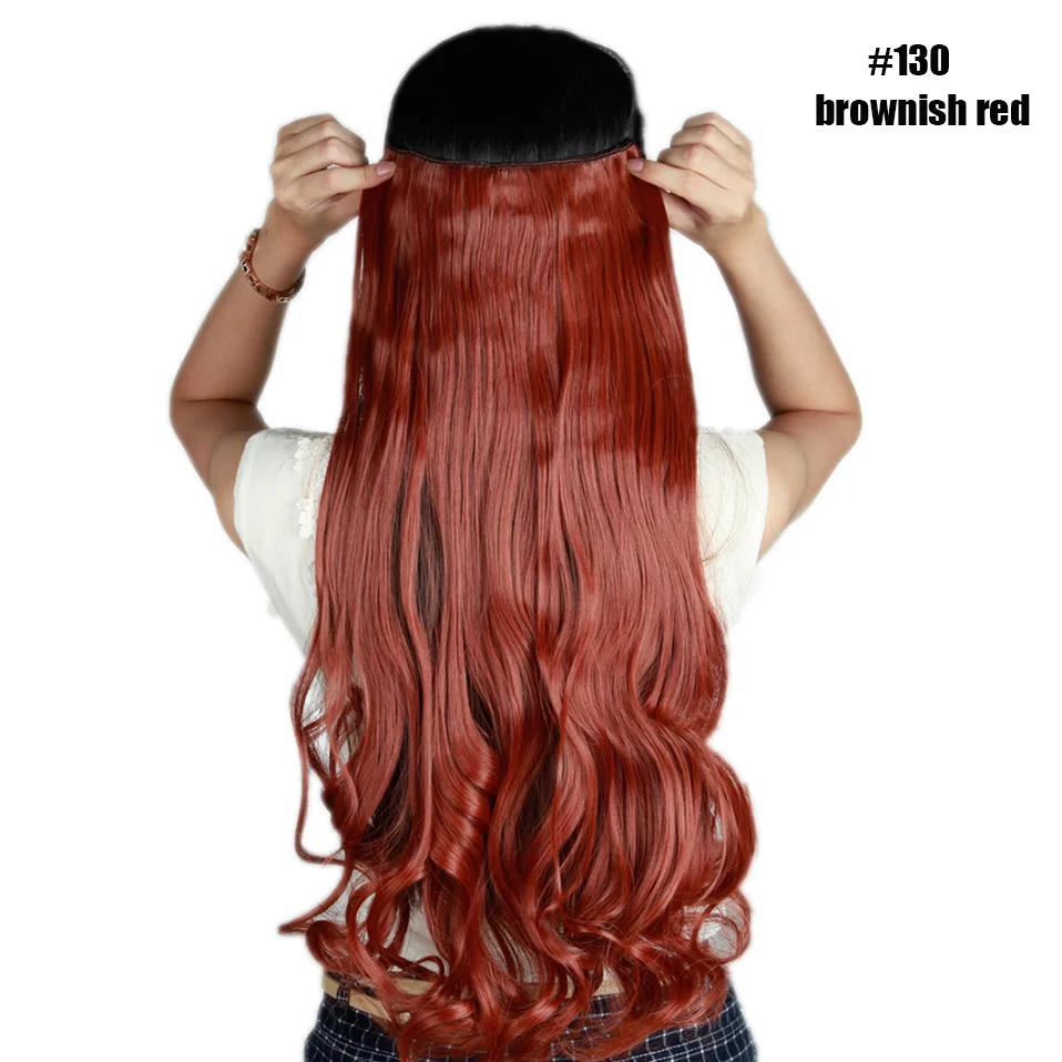 S-noilite 2" волосы синтетические на зажимах в одной части длинные волнистые вьющиеся женские волосы 5 заколки для волос расширение розовый красный белый серый - Цвет: browish red