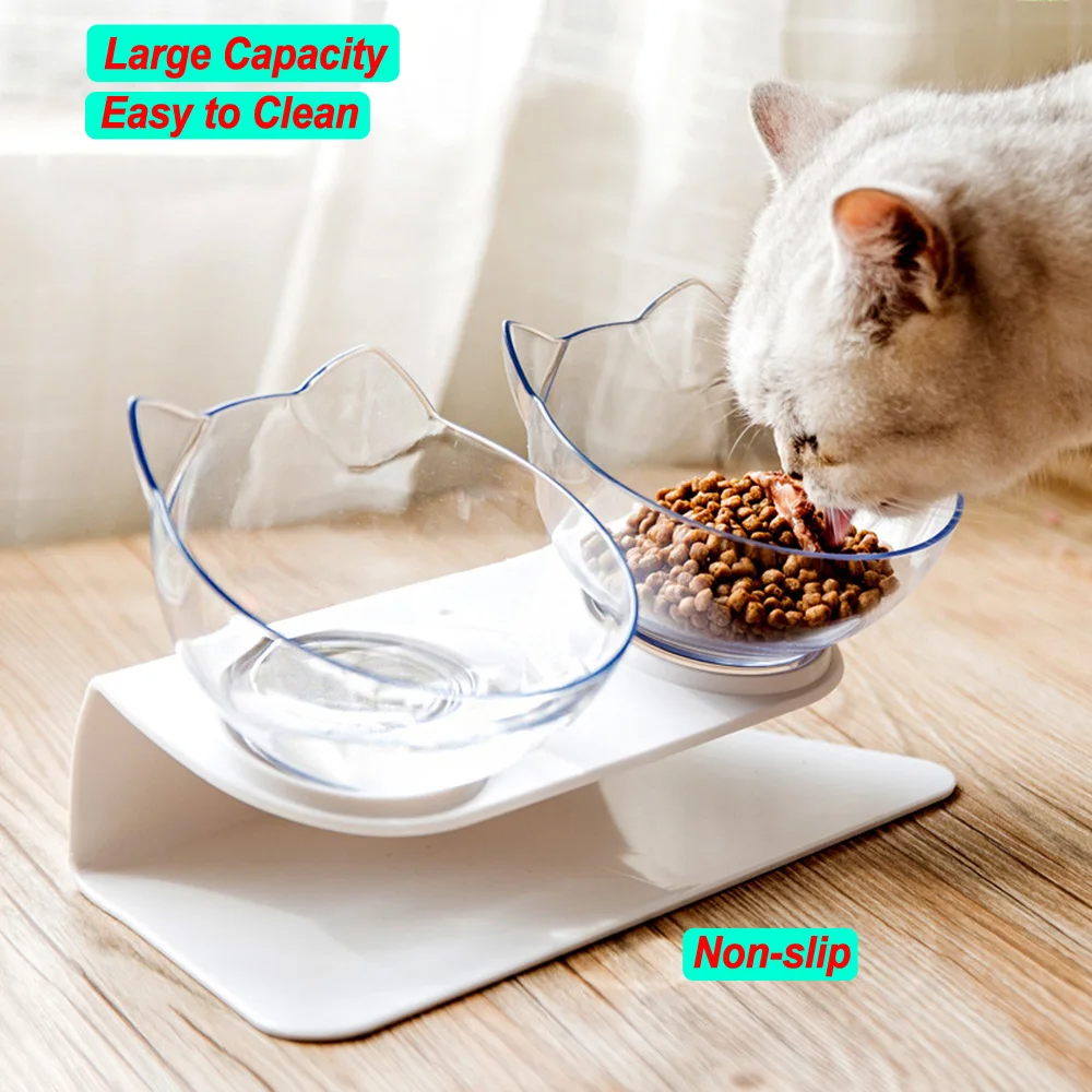 Non Slip Dual Применение ПЭТ Кошачьи миски для котенок кормушки собак Еда и миска воды