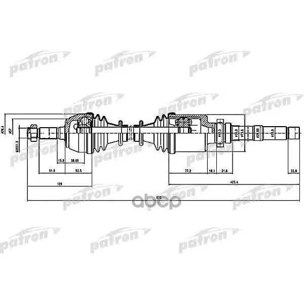 Полуось Прав Peugeot: 306 1.1/1.4 Sl 93-01 PATRON арт. PDS1063