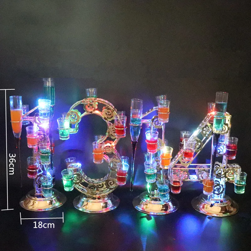 Rechargeable Luminous Light Up LED Bar Cocktail Cup Holder KTV Party Decoration Colorfull Changed Wine Rack Many Styles