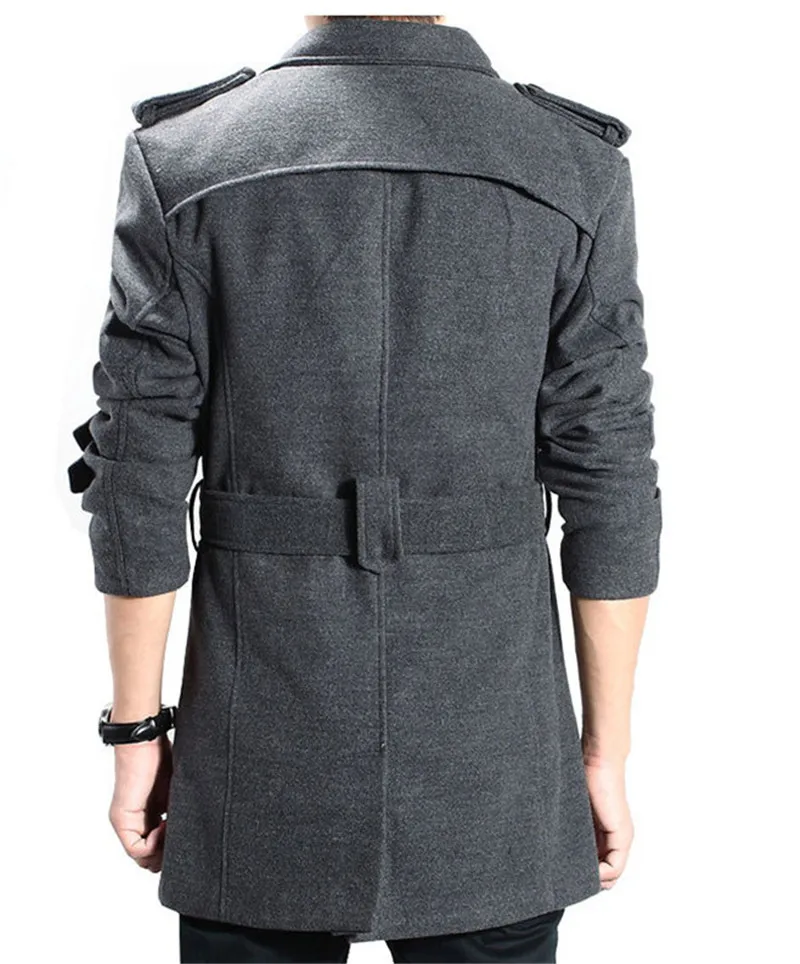 Casual Men Jacket Men's Jackets Double Platoon Buckle Clothing Men Long Coat Belt Double Breasted Trench Coat M-3XL