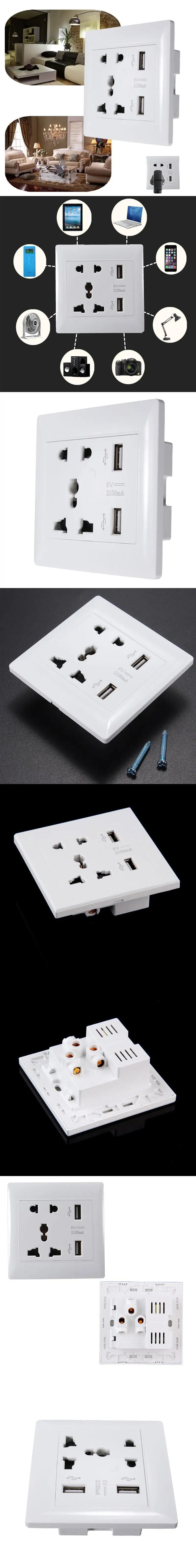 Прямая поставка, двойной Usb-порт, электрическое настенное зарядное устройство, док-станция, розетка, стопконтакт, панель,, Wereldwijd