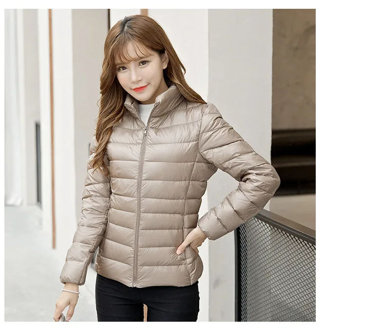 Stand Collar Thin down Jacket Women's Autumn And Winter New Products Short Autumn And Winter Portable Large Size Korean-sty