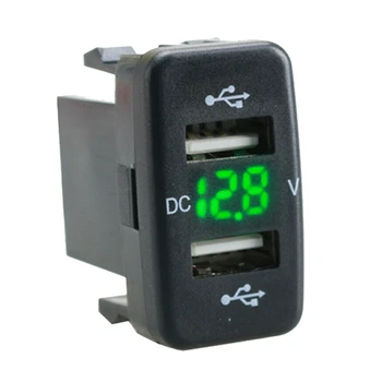 

Car Charger Socket Dual Usb Port Charging Volt Display Adapter Fit for Toyota Green