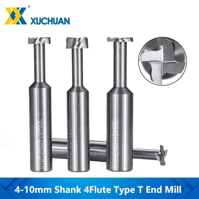 T Slot Milling Cutter 412mm Shank 4 Flute Carbide End Mills For