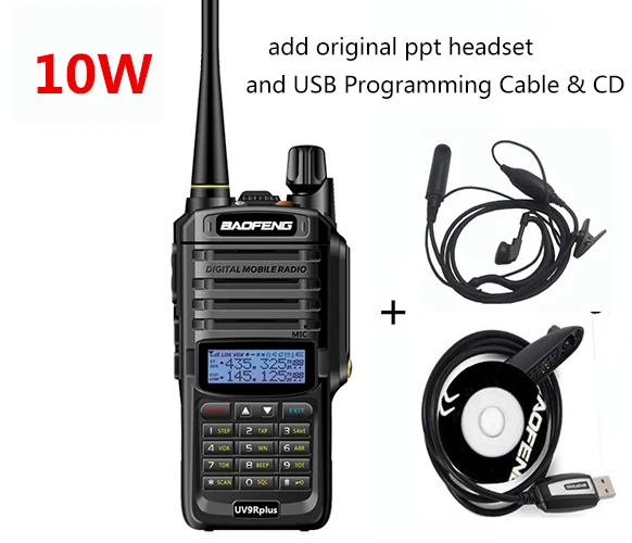 Обновление uv9r Baofeng UV-9R plus 50 км портативная рация 10 Вт 4800 мАч двухстороннее радио vhf uhf ham Радио большой диапазон CB радиостанция - Цвет: 10W headset cable