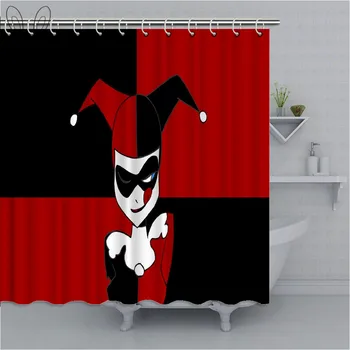 

Popular Harley Quinn Black Red Waterproof Shower Curtains Polyester Bathroom Shower Curtain For Home Decor Shower Accessories