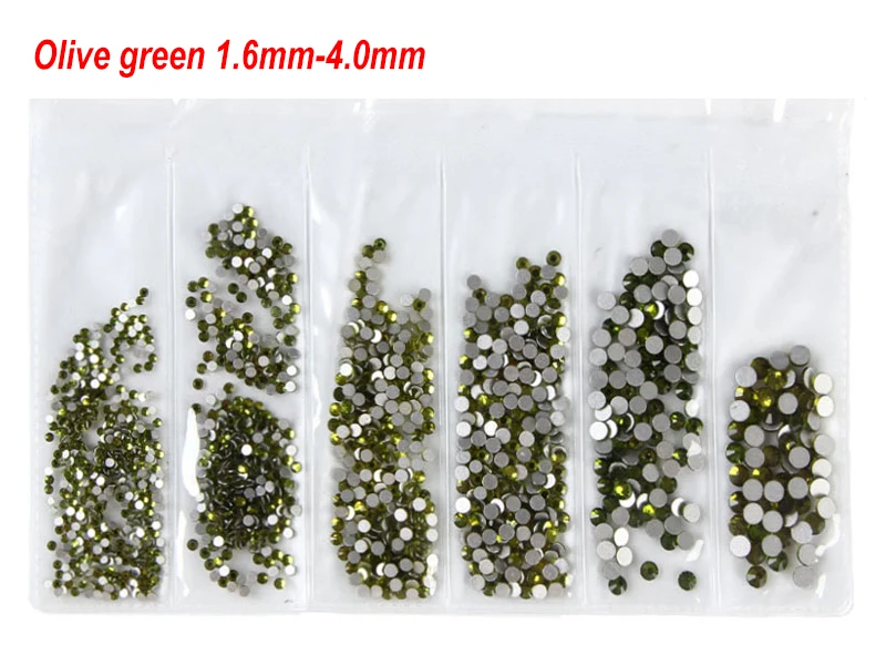 01 Olive Green Супер Блестящий Стразы для ногтей с плоской задней стороной, смешанные размеры, дизайн ногтей, украшения, камни, блестящие камни, аксессуары для маникюра - Цвет: 01 Olive Green