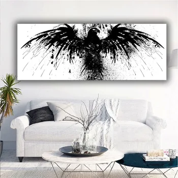 

Abstract Black White Eagle Wing Animal Painting Wall Art For Living Room Canvas Print Decorative Picture Poster Prints No Frame