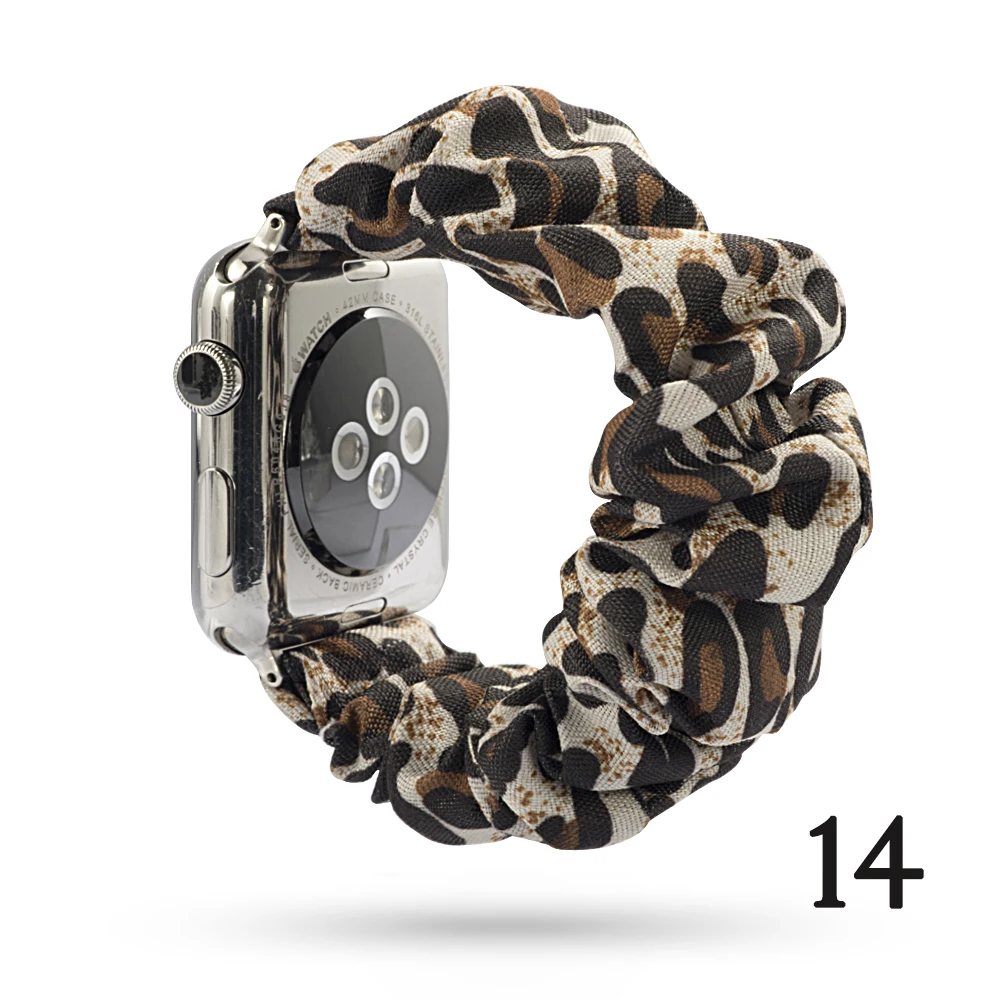 Эластичный ремешок для часов Apple Watch 5 4 ремешок 38 мм 40 мм 42 мм 44 мм ремешок для iwatch 5 4 3 2 1 Рождественский браслет на запястье - Цвет ремешка: 14 Leopard
