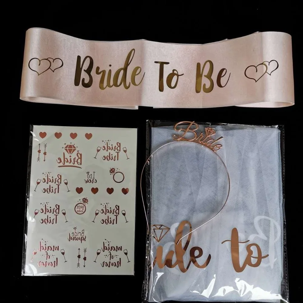 4 шт./компл. розовое золото комплект вуали для девичвечерние и невесты декор