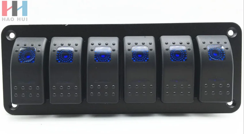 

Hao Sink Yacht Car Control 6 Panel Switch Caravan Modified Switch 5PIN on-off Double Blue Light